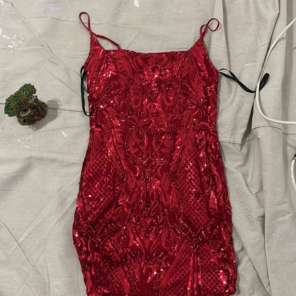 Show Stopper Red Dress With Sequence - image 2